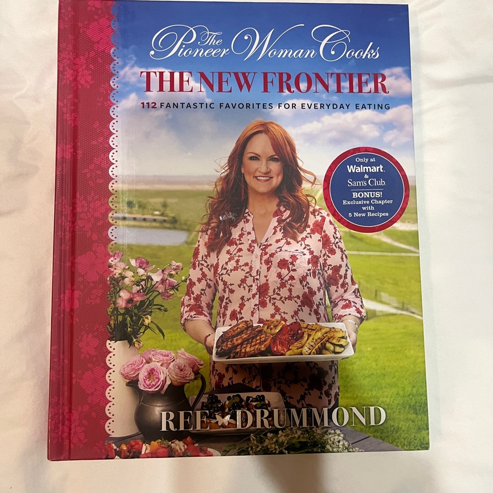 The Pioneer Woman Cookbook with Vibrant Red and Green Accents